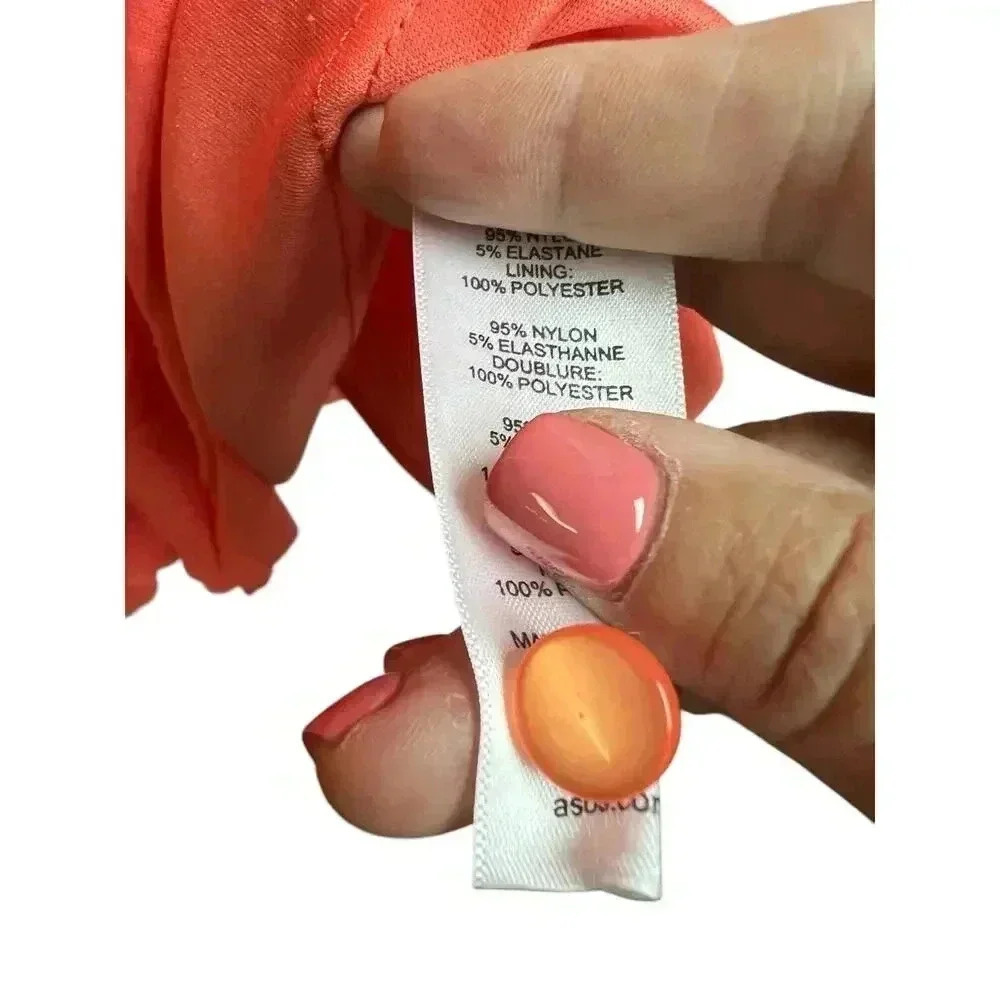 Asos Maternity Mesh Keyhole Dress Peach/Orange Size 6 - Picture 8 of 14